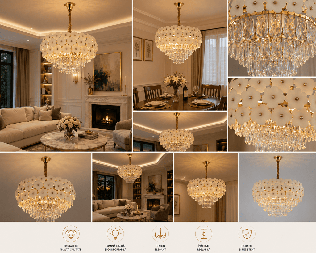 Candelabru Ludmilla, 60W, Auriu - AdeHouse — Finisaje și Iluminat Premium.