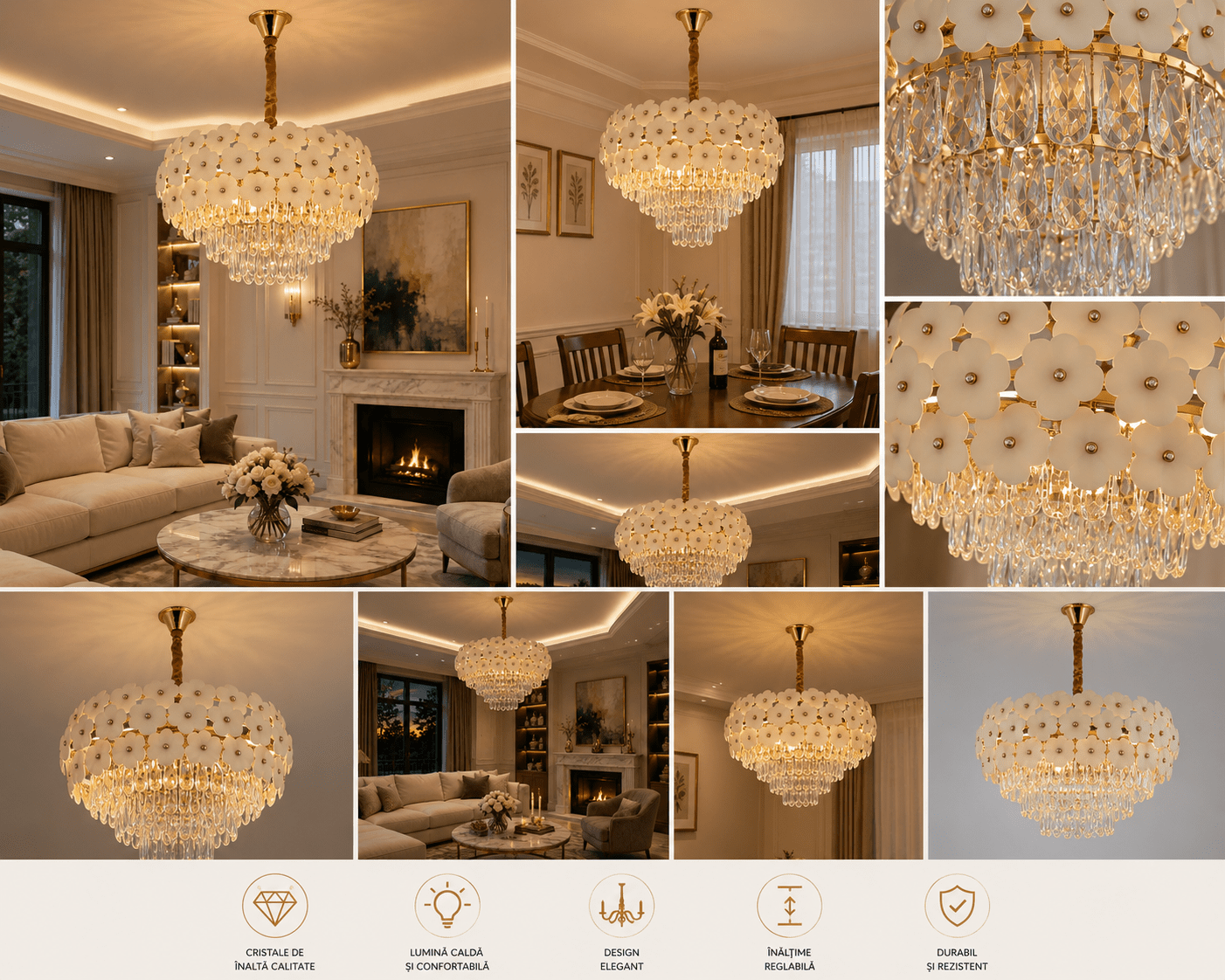 Candelabru Ludmilla, 60W, Auriu - AdeHouse — Finisaje și Iluminat Premium.