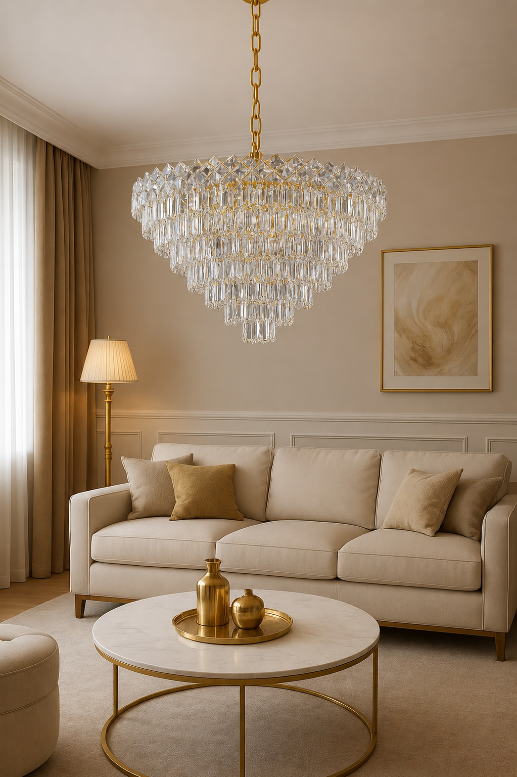 Candelabru Cristal Ysabeau, Ø50 cm, Auriu