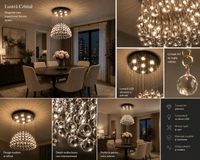 Candelabru Cristal Kerensa 35W, cu Telecomandă, Dimabil - AdeHouse — Finisaje și Iluminat Premium.