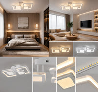 Lustră LED NEXORA 80W cu Telecomandă, Lumină Reglabilă 3000–6500K, Design Geometric