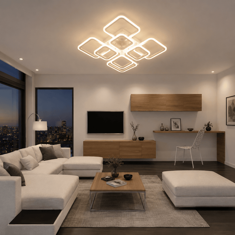Lustră LED cu Telecomandă Katarina 144W, 52×52 cm, Lumină Caldă/Neutră/Rece, Dimabilă