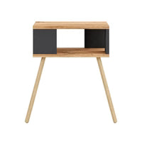 Noptiera cu picioare din lemn si raft deschis, 44 x 29 x 18 cm, stil scandinav modern