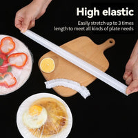 Set 100 huse alimentare de unică folosință cu bandă elastică, 22-38 cm, transparente