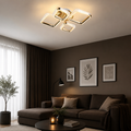 Lustră LED cu Telecomandă Cwenneth 60W, cu Cristale, Lumină Caldă/Neutră/Rece, Auriu