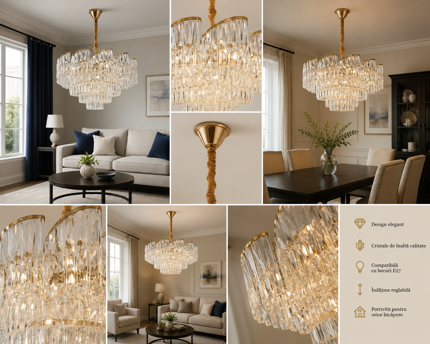 Candelabru Cristal Velasca, Ø58 cm, Auriu