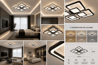 Lustră LED cu Telecomandă Ludmila 52W, Ø56 cm, Lumină Caldă/Neutră/Rece, Negru - AdeHouse — Finisaje și Iluminat Premium.