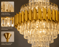 Candelabru Cristal Filomena, Auriu - AdeHouse — Finisaje și Iluminat Premium.