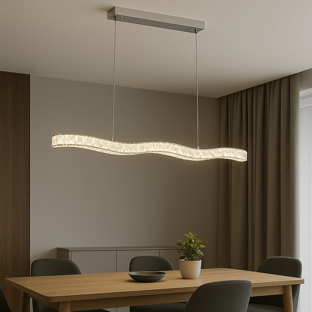 Pendul LED cu Telecomandă Paloma, 56W, cu Cristale, Lumină Caldă/Neutră/Rece - AdeHouse — Finisaje și Iluminat Premium.