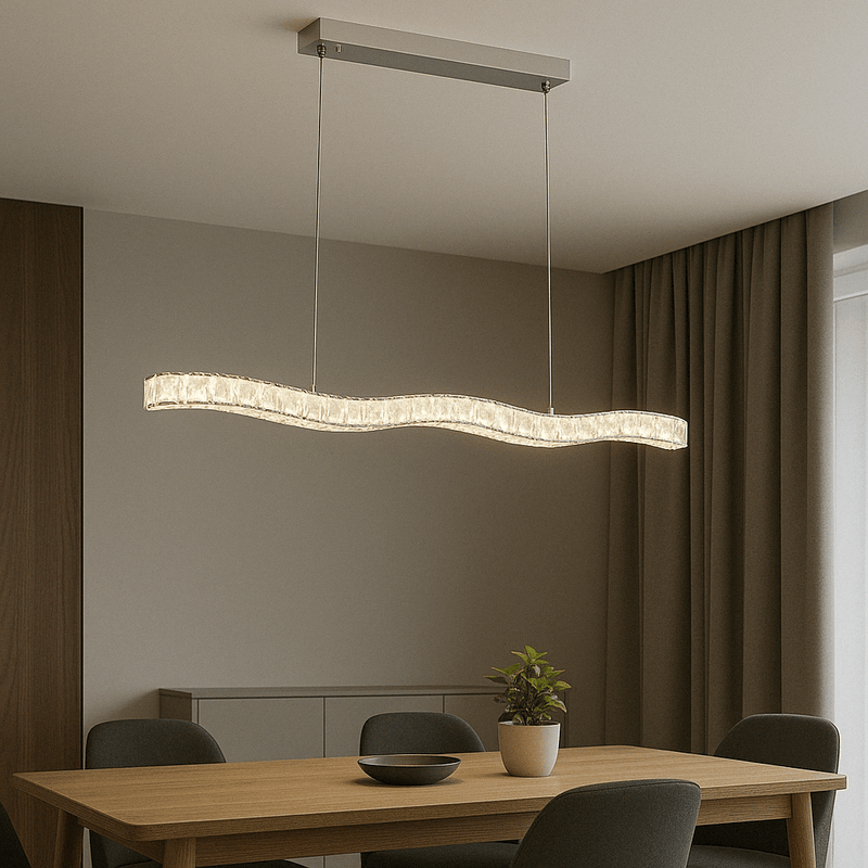 Pendul LED cu Telecomandă Paloma, 80×100 cm, 56W, cu Cristale, Lumină Caldă/Neutră/Rece