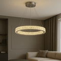 Pendul LED cu Telecomandă Palma, 56W, cu Inele, cu Cristale, Lumină Caldă/Neutră/Rece - AdeHouse — Finisaje și Iluminat Premium.