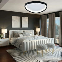 PLAFONIERA LED NEAGRA CU DESIGN ONDULAT ȘI TELECOMANDĂ – LUMINĂ REGLABILĂ 3000–6500K – 66W