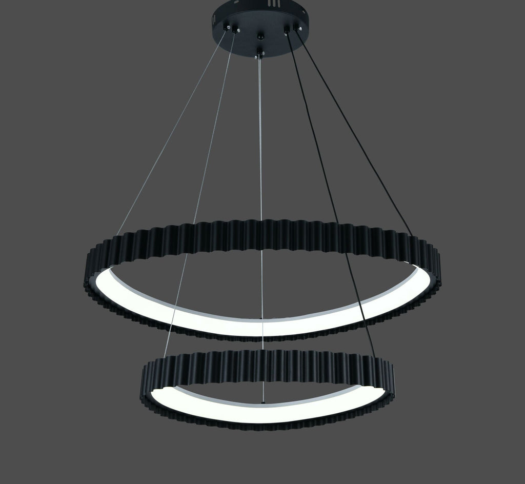 Pendul LED cu Telecomandă Fioralie 132W, Ø63 cm, Lumină Caldă/Neutră/Rece, Negru