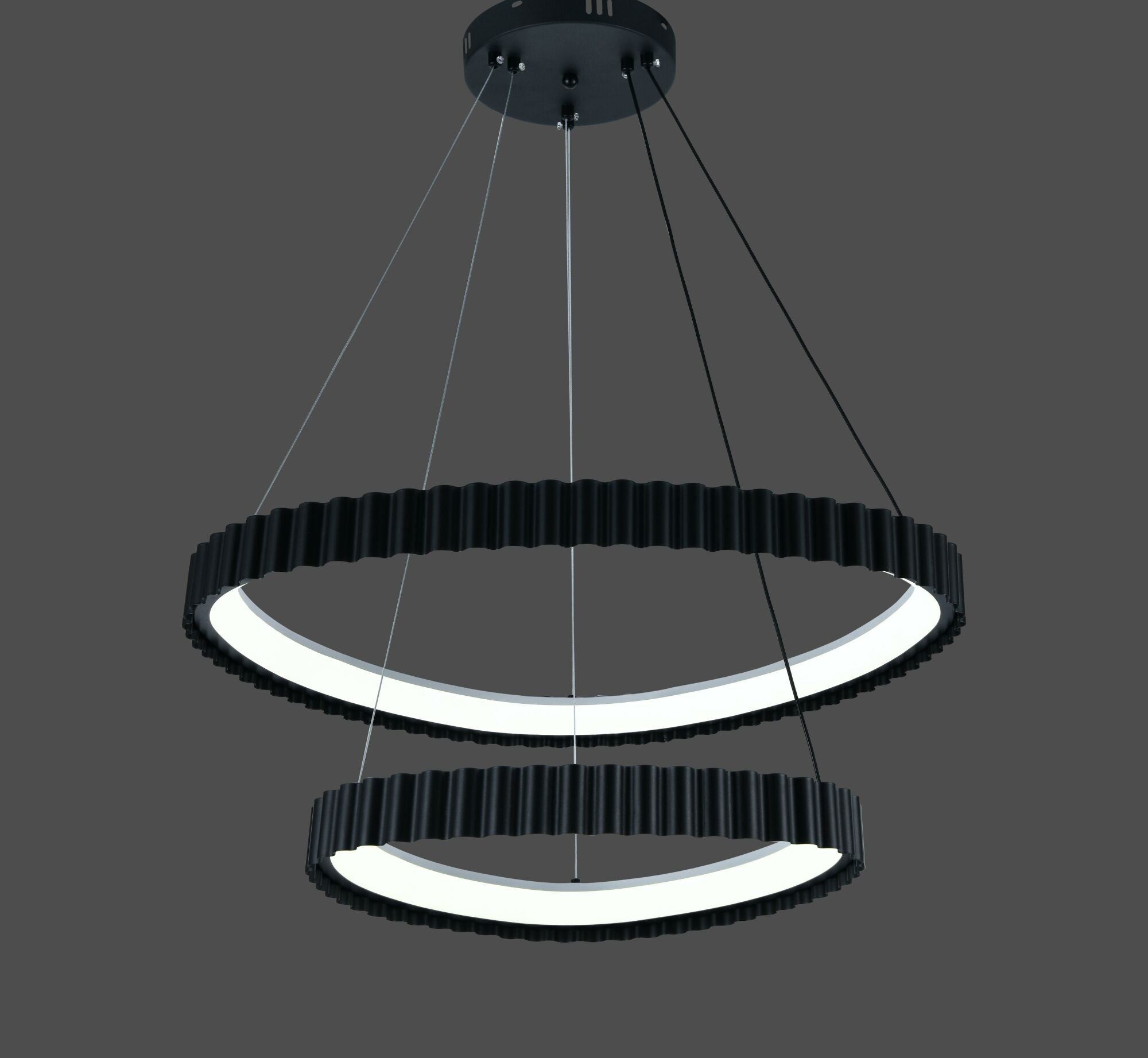 Pendul LED cu Telecomandă Fioralie 132W, Ø63 cm, Lumină Caldă/Neutră/Rece, Negru