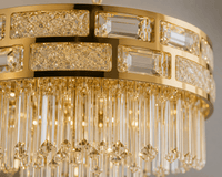 Candelabru Cristal Fenella, Ø60 cm, cu Telecomandă, Dimabil, Auriu - AdeHouse — Finisaje și Iluminat Premium.