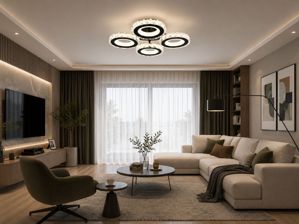 Lustră LED cu Telecomandă Isabeau 96W, Ø43 cm, Lumină Caldă/Neutră/Rece, Alb/Crom