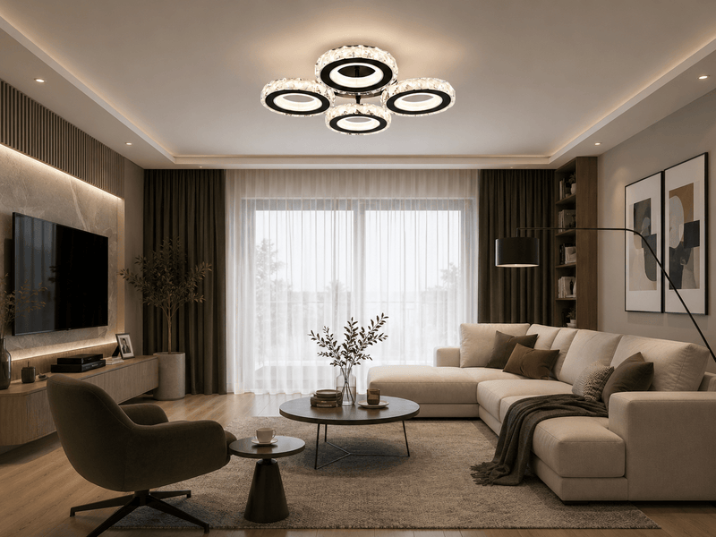 Lustră LED cu Telecomandă Isabeau 96W, Ø43 cm, Lumină Caldă/Neutră/Rece, Alb/Crom