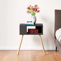 Noptiera cu picioare din lemn si raft deschis, 44 x 29 x 18 cm, stil scandinav modern