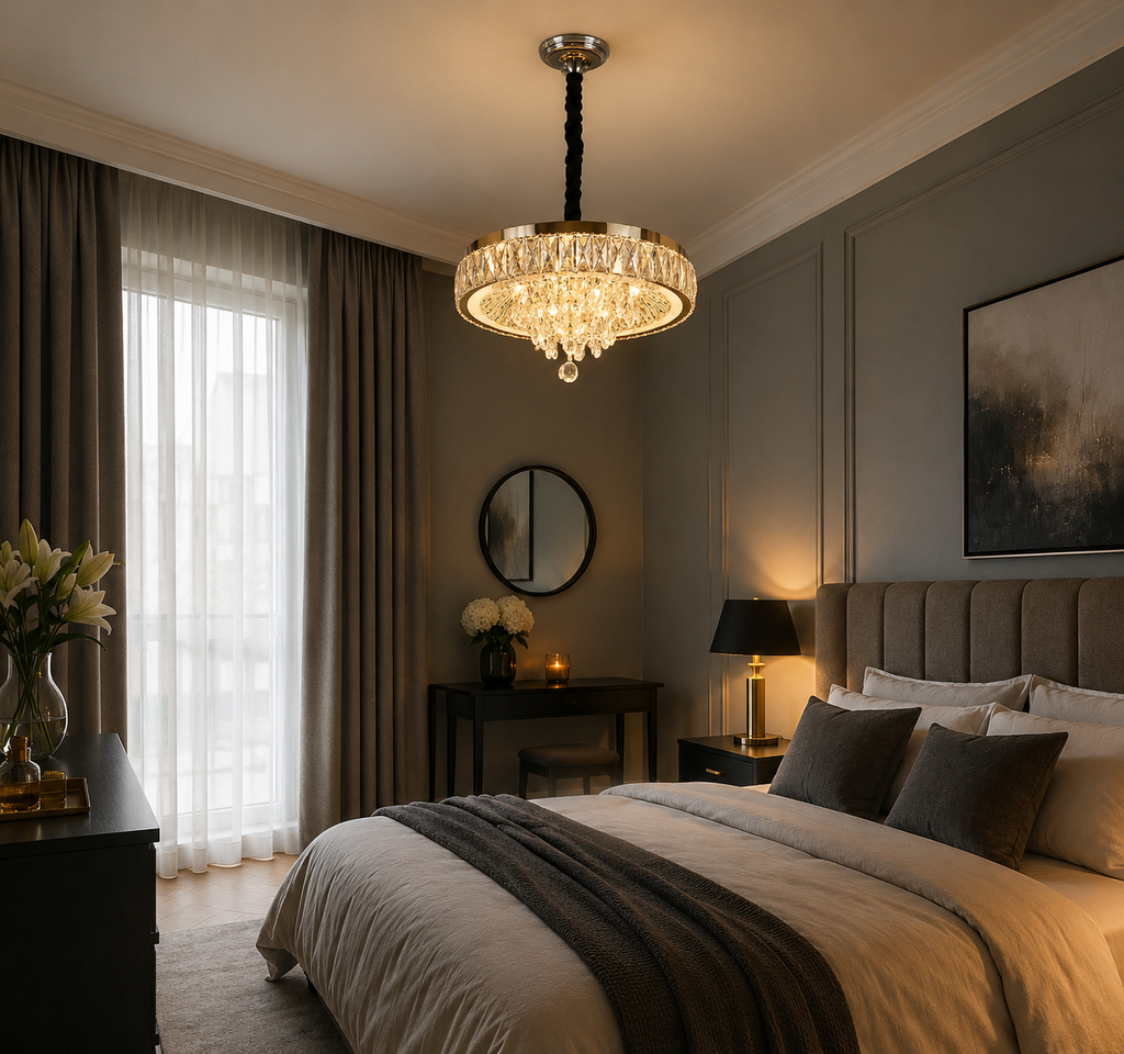 Candelabru Cristal Mirielle, Ø40 cm, cu Telecomandă, Dimabil