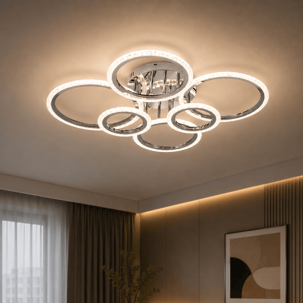 Lustră LED cu Telecomandă Albertina, 132W, Lumină Caldă/Neutră/Rece - AdeHouse — Finisaje și Iluminat Premium.