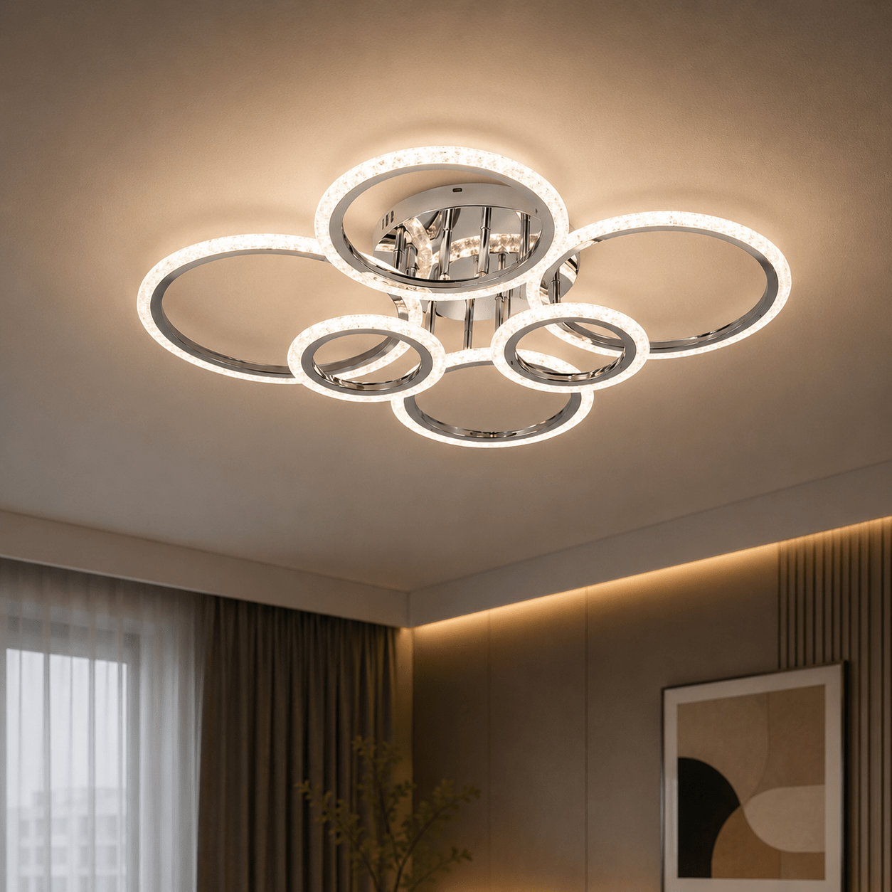 Lustră LED cu Telecomandă Albertina, 132W, Lumină Caldă/Neutră/Rece - AdeHouse — Finisaje și Iluminat Premium.