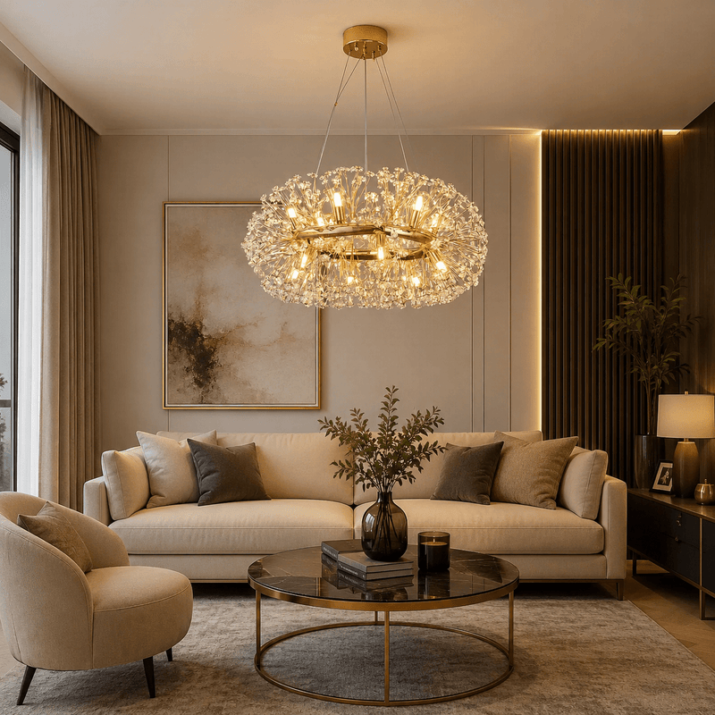 Candelabru Cristal Orsola, Ø60 cm, 60W, Auriu
