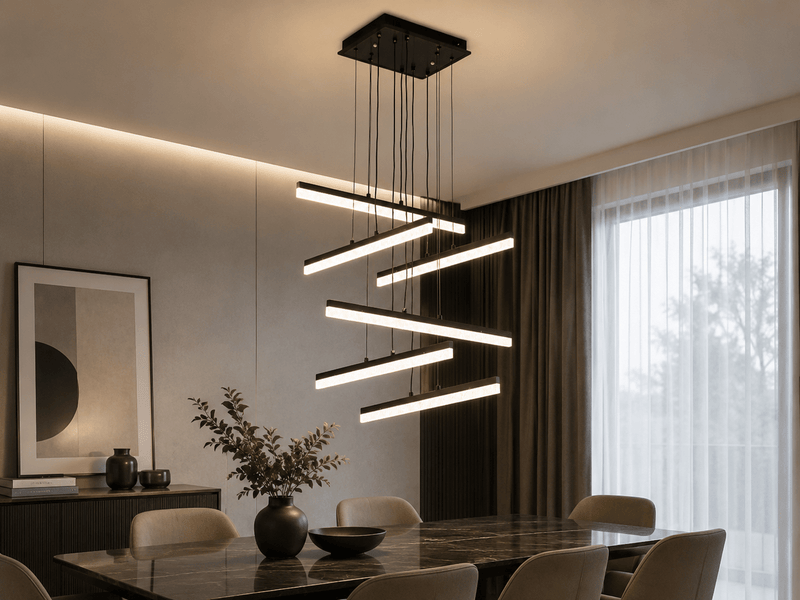 Pendul LED cu Telecomandă Eulalia 144W, 200×60 cm, Lumină Caldă/Neutră/Rece
