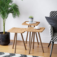 Set 3 masute decorative cu picioare din lemn 34x34 cm, 3 inaltimi (41 / 45 / 49 cm)