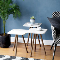Set 3 masute decorative cu picioare din lemn 34x34 cm, 3 inaltimi (41 / 45 / 49 cm)