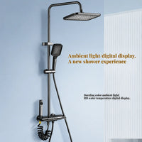 Coloana Dus LED cu Afisaj Digital Temperatura Gri/Alb Sistem Hidromasaj