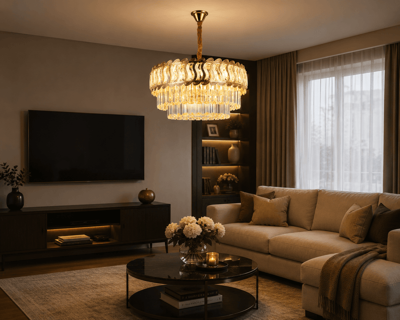 Candelabru Cristal Clarissa, Ø50 cm, 60W, Auriu