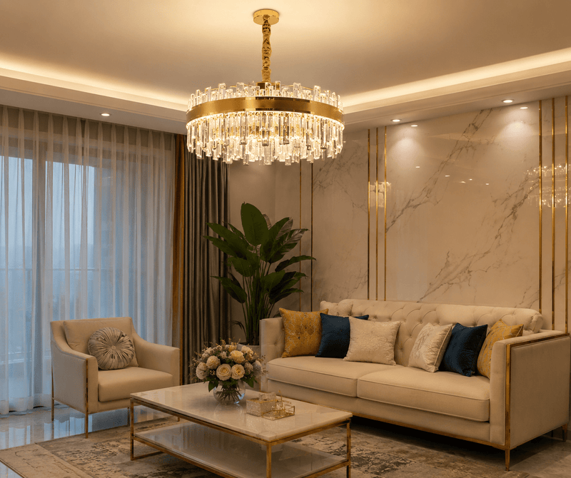 Candelabru Kassia 140W, Ø60 cm, cu Telecomandă, Lumină Caldă/Neutră/Rece, Dimabil