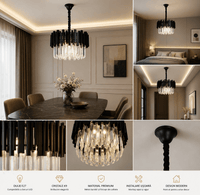 Candelabru Cristal Umbriela, Ø40 cm, Negru - AdeHouse — Finisaje și Iluminat Premium.
