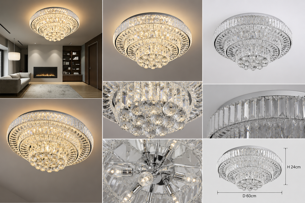 Lustră LED cu Telecomandă Rosabella 100W, Lumină Caldă/Neutră/Rece, Alb