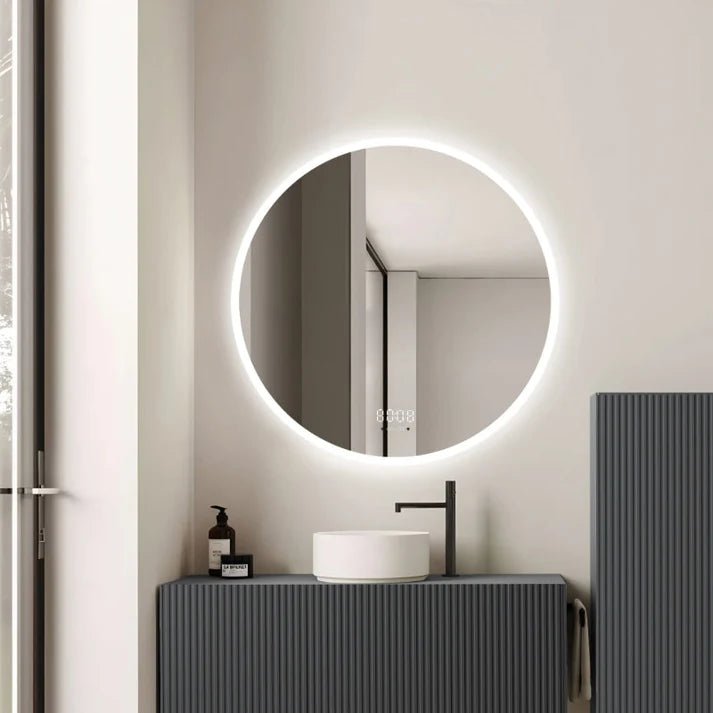 Oglindă LED cu Senzor, Dezaburire și Display Digital Selene Silver 70x70 cm