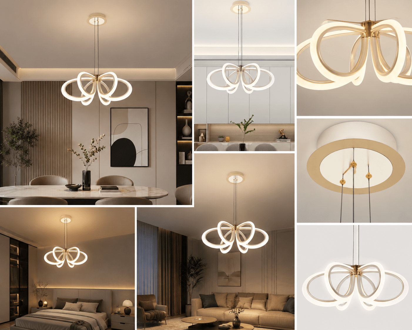 Pendul LED cu Telecomandă Zenaida, 144W, Ø100 cm, Lumină Caldă/Neutră/Rece, Auriu - AdeHouse — Finisaje și Iluminat Premium.