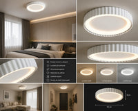 PLAFONIERA LED ROTUNDĂ ALBĂ CU MARGINI DECORATIVE ȘI TELECOMANDĂ – 62W