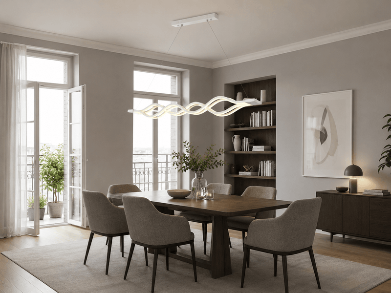 Pendul LED cu Telecomandă Fiorenza II 002W, 102×8 cm, Lumină Caldă/Neutră/Rece, Dimabil