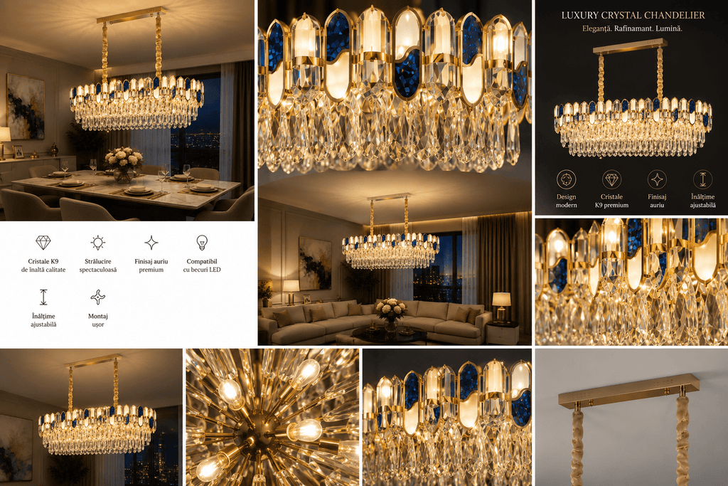 Candelabru Cristal Vitalia, 60W - AdeHouse — Finisaje și Iluminat Premium.