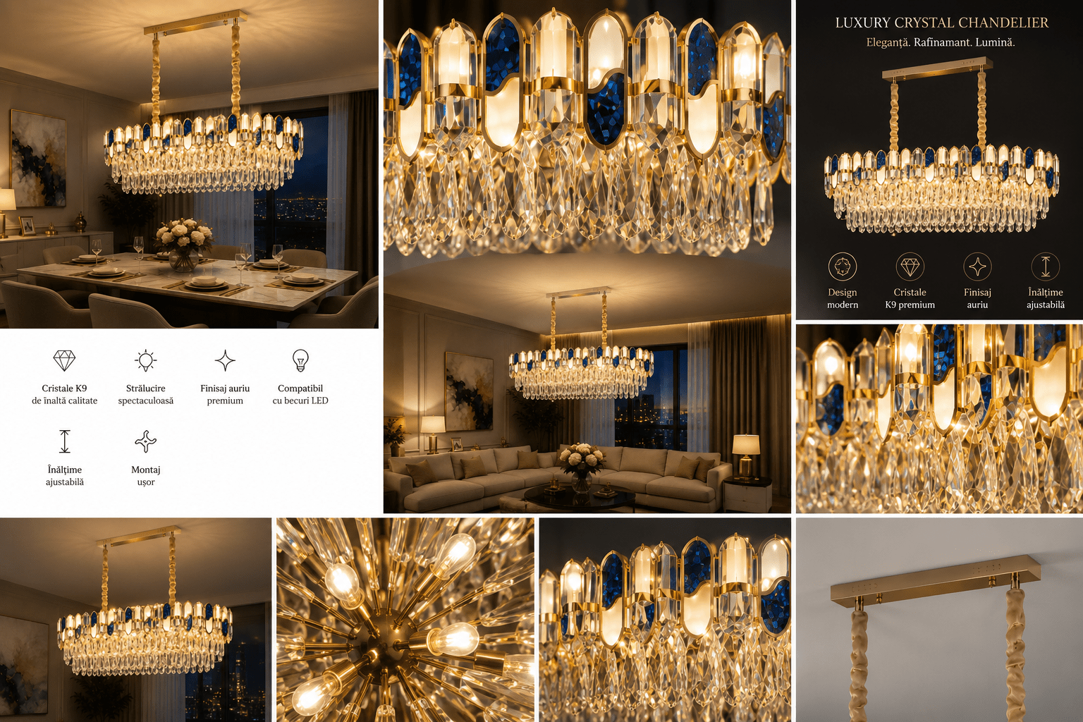 Candelabru Cristal Vitalia, 60W - AdeHouse — Finisaje și Iluminat Premium.