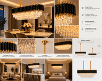 Candelabru Cristal Leontia, 60W, Auriu/Negru - AdeHouse — Finisaje și Iluminat Premium.