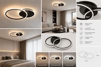 Lustră LED cu Telecomandă Tiberia, 66W, Lumină Caldă/Neutră/Rece, Negru - AdeHouse — Finisaje și Iluminat Premium.
