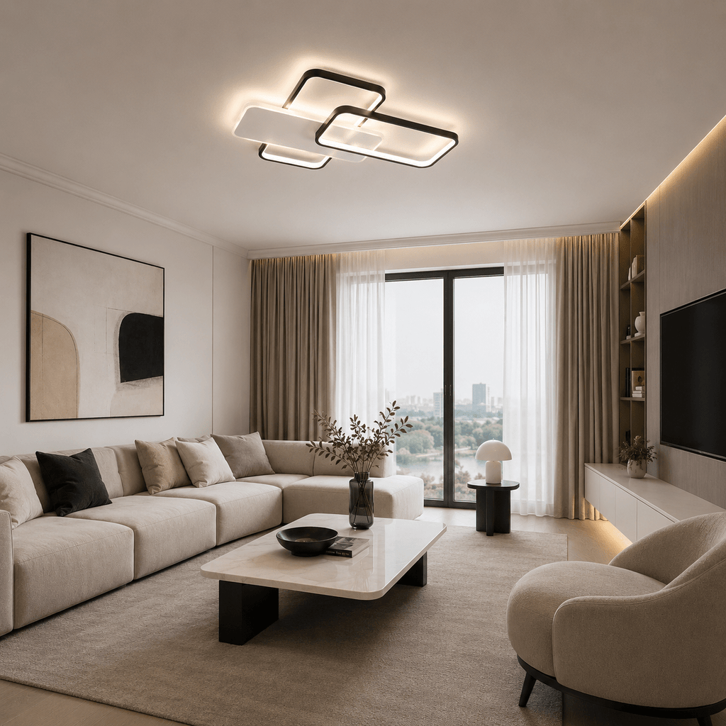 Lustră LED cu Telecomandă Brunetta, 122W, Lumină Caldă/Neutră/Rece, Negru/Alb - AdeHouse — Finisaje și Iluminat Premium.