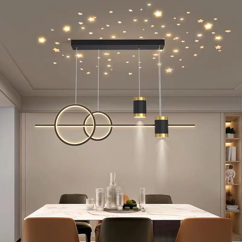 Pendul LED cu Telecomandă Trinita, 100×110 cm, 120W, Lumină Caldă/Neutră/Rece, Auriu/Negru