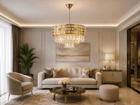 Candelabru Cristal Idalia, Ø40 cm, cu Telecomandă, Dimabil, Auriu - AdeHouse — Finisaje și Iluminat Premium.