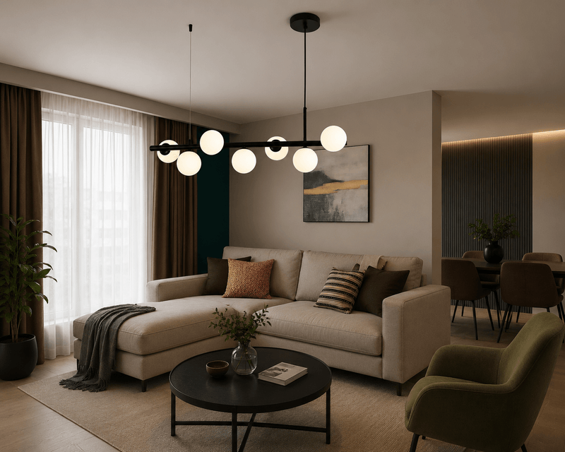 Pendul LED cu Telecomandă Wilhelmina, 80×22 cm, Negru