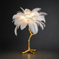 Veioza Luxury Feather Trio Auriu-Alb H70 cm