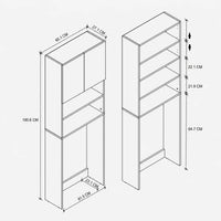 Dulap pentru masina de spalat din PAL 65,1x27,1x190,6 cm, cu 2 usi si 4 compartimente, pentru baie