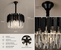 Candelabru Cristal Umbriela, Ø40 cm, Negru - AdeHouse — Finisaje și Iluminat Premium.