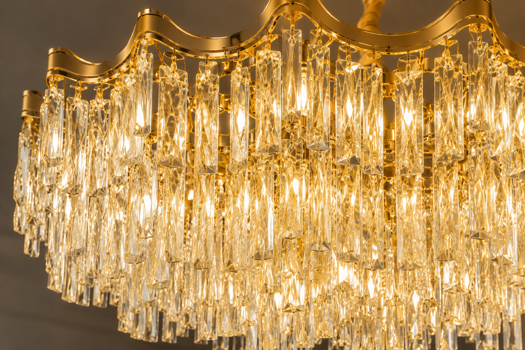 Candelabru Cristal Henrietta, Ø39 cm, Auriu